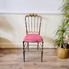 Vintage Chiavari Chair, 1960s Italian Brass Chair, Hollywood Regency Style, Pink Velvet Upholstered - Etsy Australia