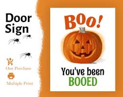 Halloween Door Sign. You've Been Booed Sign. Pumpkin Sign. - Etsy