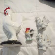Lot of 4 Vintage Roosters Chickens Ceramic and similar items