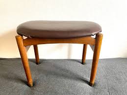 Danish Design Vintage Midcentury STOOL in Wood and Leather ...