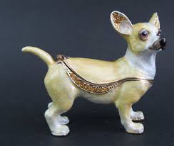 Chihuahua Dog - Jewelled Trinket Box Figurine Cream ...