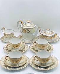 Vintage TT Hand Painted Heavy Gold Accents 18 Piece Tea Set ...
