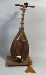 Japanese biwa musical rare instrument 4-string With stand ...