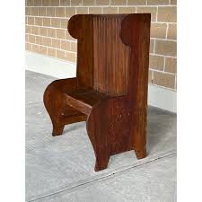 Early 20th Century Antique Sculptural Church Pew or Hallway Seat Arts and Crafts Dark | Chairish