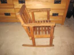 Vintage 18 inch Wooden Oak Slat Childs Dolls Rocking Chair Primitive Rustic | eBay