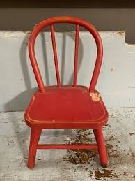 VINTAGE Red Shabby Chic Childs Bentwood Chair~Appleton Furniture Co. | eBay