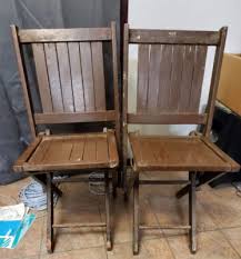 Two Nice Old Vintage Snyder ? Wooden Folding Foldable Brown ...