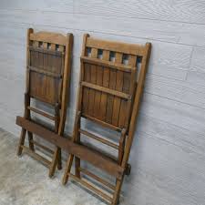 Vintage Wood Slat Double Folding Chair Pew | Chairish