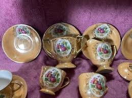 Lot of lusterware demitasse tea set no tea pot or sugar bowl ...