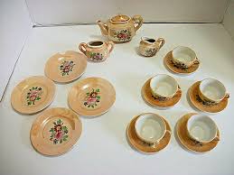 Vintage 18 piece Lusterware Child's Tea Set Hand Painted ...