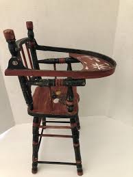 Vintage Wooden Baby Doll High Chair w/Tray | eBay