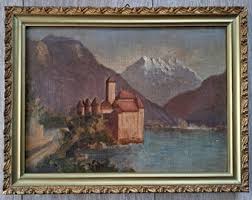 Ca 1880s/ 1900s a Very Intriguing Small Antique Mountains Lake Cottage ( Austrian/ Suisse?) Oil Painting on Canvas- Signed - Etsy Norway