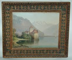 Oil Painting Signed Gd Of Castle On Lake