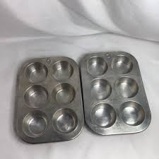 2 Vintage Worthmore Aluminum 6 Cup Muffin Tin Cupcake Baking ...