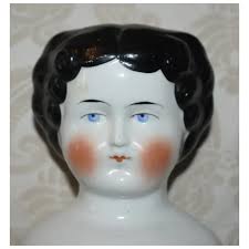 German Hertwig China Head Doll with a Flat Top Hairstyle. For Sale at Ruby Lane