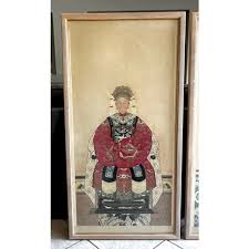 Pair of Large Chinese 19th Century Ancestor Portraits | Chairish