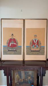 Antique Chinese Framed Paintings on Silk Emperor ...