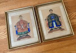 Mid 20th Century Chinese Pair Original Ancestor Portraits ...