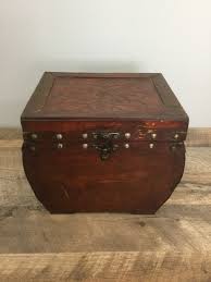 Rich Brown Wood Storage Box Chest Flower Design W/ Handles & Latch Decor #1 | eBay