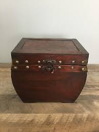 Rich Brown Wood Storage Box Chest Flower Design W/ Handles & Latch Decor #2 | eBay