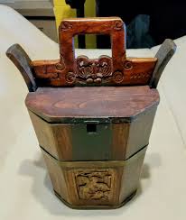 Antique Chinese Wooden Wedding Basket Hand Carved | eBay