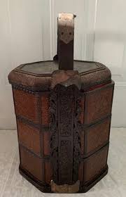 Antique Three Tiered Chinese Octagonal Woven Wicker Wedding ...