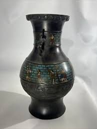 Chinese Antique Cast Bronze Taotie Old Cloisonné Vase | eBay