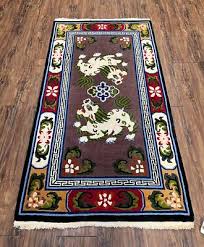 Chinese Art Deco Area Rug 3 x 5.5 Animals Vintage Peking Wool Carpet Purple Nice | eBay