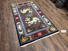 Chinese Art Deco Rug 3 x 5.5 with Animal Pictorials, Vintage Chinese P – Jewel Rugs