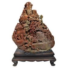 Asian Soapstone Carving of a Buddhist Mountain Village Landscape, 20th Century For Sale at 1stDibs | chinese soapstone carvings, asian soapstone carvings, vintage soapstone carvings