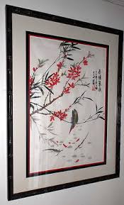 NICE CHINESE SIGNED AND STAMPED WOOD CUT - BIRD - FLOWERS | eBay