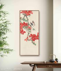 Red Azalea Blossoms and Little Blue Birds, Chinese ...
