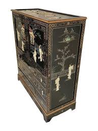 Chinese Bureau in Black Lacquer With Mother of Pearl Inlays - Etsy