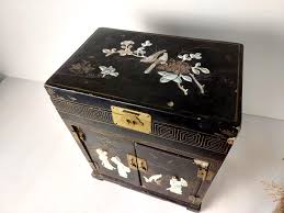 Vintage Chinoiserie Jewelry Box: Wooden Tabletop Cabinet ...