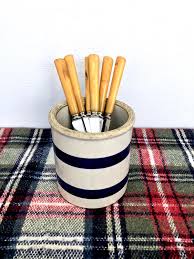 Vintage 5" R R P Co Blue Stripe Crock / Vintage Stoneware Utensil Crock / Rustic Stoneware Vase / Makeup Caddy / Country Farmhouse Kitchen - Etsy Canada