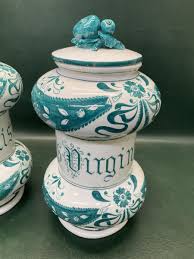 Pair of Vintage Italian Majolica Apothecary Jars Signed L ...