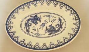Vintage Chinese Ceramic Plate Dish Blue White Dragon Asian Art Oriental Decor / French Studio Vintage - Etsy