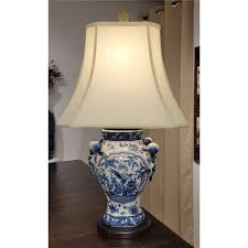 REPRODUCTION BLUE AND WHITE PORCELAIN LAMP W/ BIRDS and ...