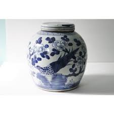 Chinese Blue and White Porcelain Bird Ginger Jar | Chairish