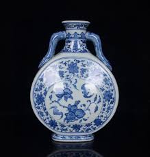 9.6 '' Old Chinese Qing Dynasty Blue and white Fu Shou Wen ...