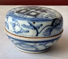 Antique Chinese Porcelain Seal Paste Box, Double Happiness, Blue & White - Etsy UK