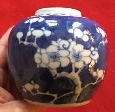 Antique Chinese Porcelain Vase Cracked Ice Blue & White Hawthorne Prunus Jar | eBay Australia