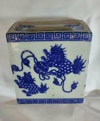 Chinese Ceramic Pillow - Blue and White with Lion Design | eBay