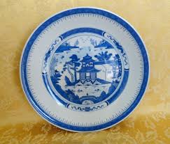Vintage Chinese Porcelain Blue & White Pagoda Serving Bowl 12" D | eBay