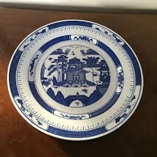 Large Vintage Chinese Export Porcelain Plate Blue & White Canton Bright Color | eBay Australia