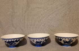 Lot Of 3 Vintage Japanese Blue And White Rice Bowls Karako Motif | eBay