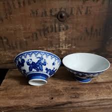 Vintage Relpo Blue/White Japanese Rice Bowls | eBay