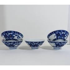 Chinese Porcelain Rice Bowls, Set of 5 | Chairish