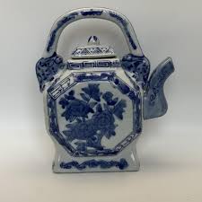 Vintage Porcelain Blue & White Teapot Sake Pot, Asian Oriental Octagon Shape - Etsy