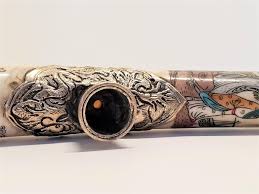 Vintage Signed Chinese Opium Pipe Made with Bone and Silver ...